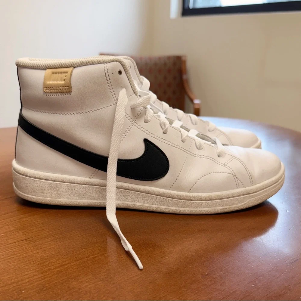 EUC Nike Court Royale 2 Mid White Onyx Leather Shoes, Size 8 Men (9.5-10 Women)